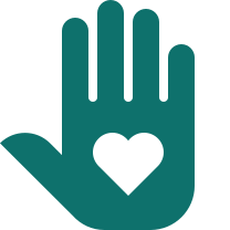 Hand and heart icon